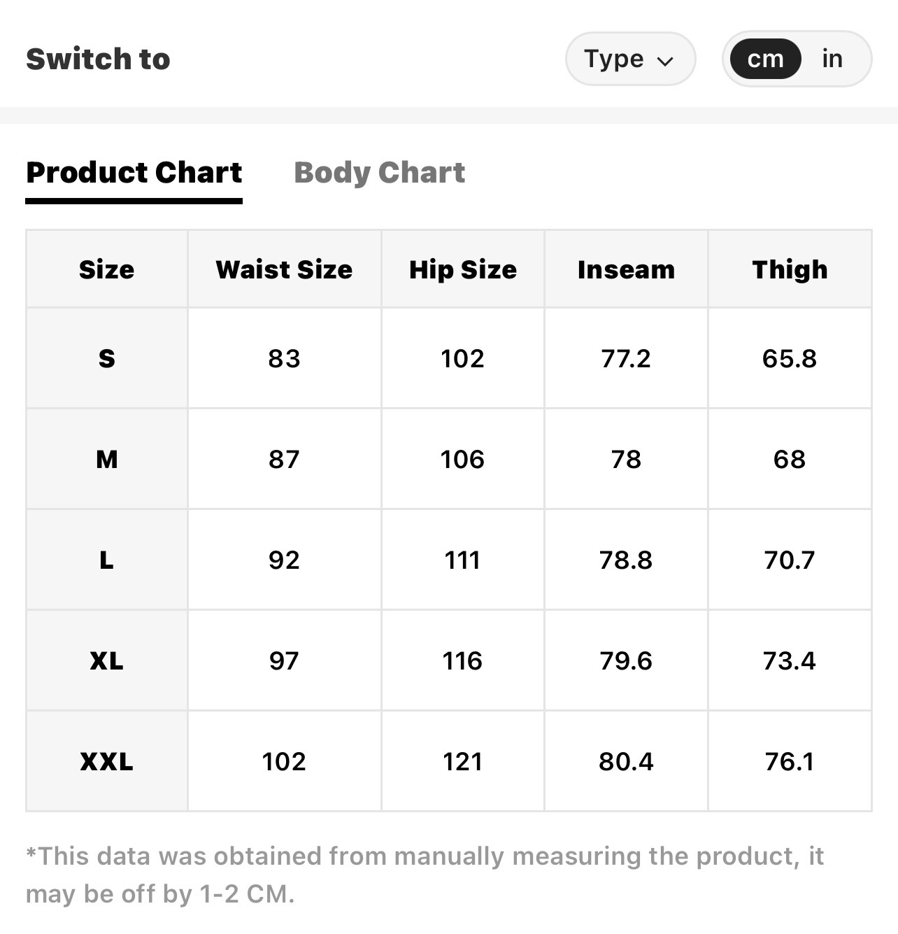 Size Chart